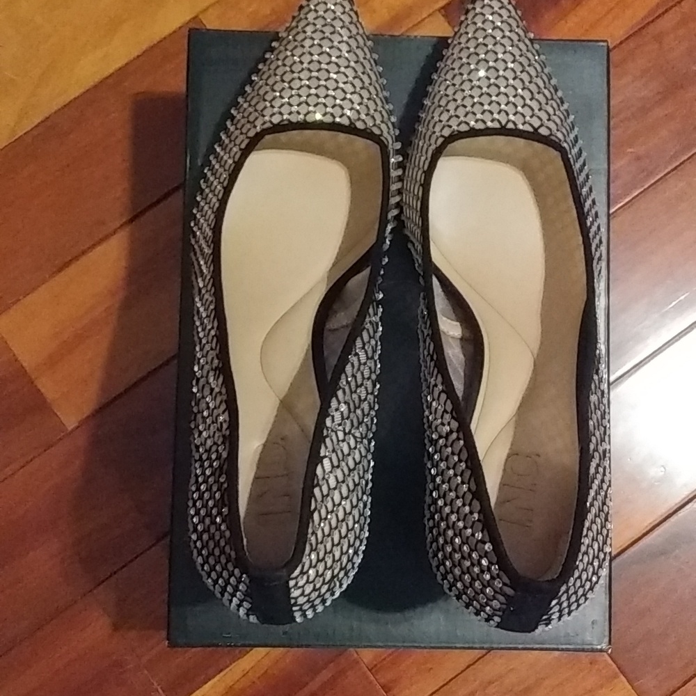 Sparkle Heels with Black Velvet Trim